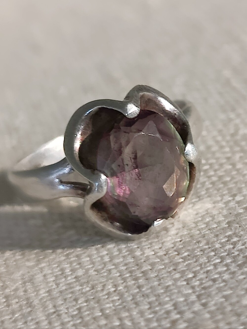 Vintage Sterling Silver Fluorite Ring - Picture 3 of 15